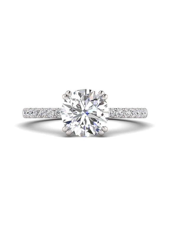 2.00 Carat TW Women's Moissanite and Natural Diamond Solitaire Engagment Ring in 10k White Gold (Size 4)