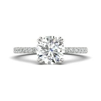 2.00 Carat TW Women's Moissanite and Natural Diamond Solitaire Engagment Ring in 10k White Gold (Size 6.5)