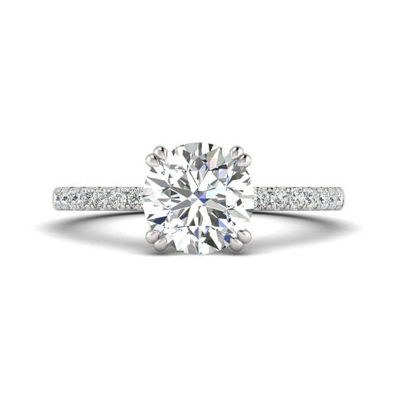 2.00 Carat TW Women's Moissanite and Natural Diamond Solitaire Engagment Ring in 10k White Gold (Size 7.5)