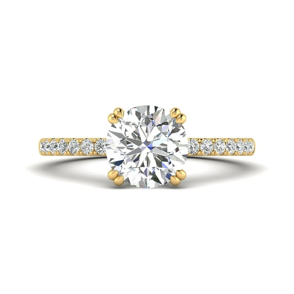 2.00 Carat TW Women's Moissanite and Natural Diamond Solitaire Engagment Ring in 10k Yellow Gold (Size 5.5)