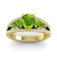 thumbnail image 1 of 2.00 Carat Trendy Pear Shape Peridot Gemstone & Natural Diamond Proposal Ring for Women Solid 14K Yellow Gold Size 8 by Diamond-Capitals, 1 of 8