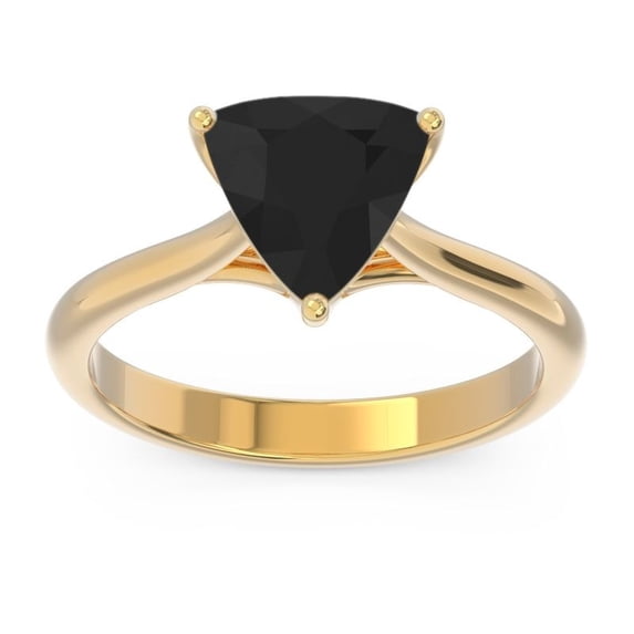 2.00 Carat Trillion Cut Black Onyx Gemstone Fine Anniversary Ring for Women 14K Yellow Gold Size 9.5 by Diamond Capitals