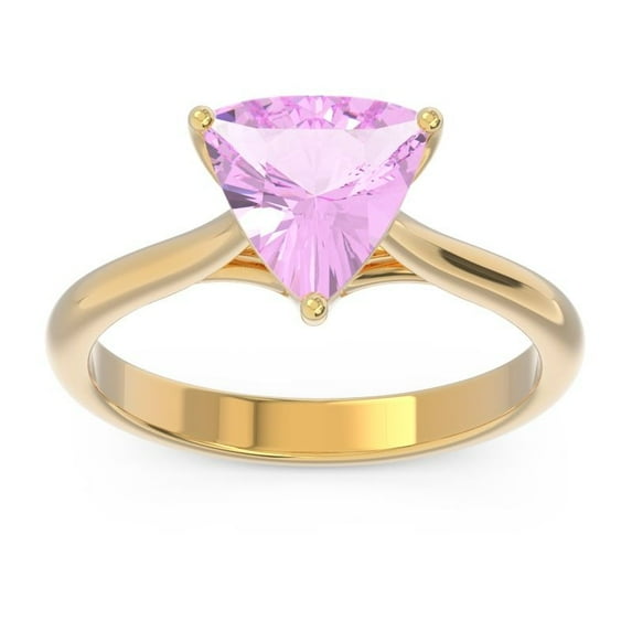 2.00 Carat Trillion Cut Pink Sapphire Gemstone Latest Designer Ring for Wedding 14K Yellow Gold Size 11.5 by Diamond-Capitals