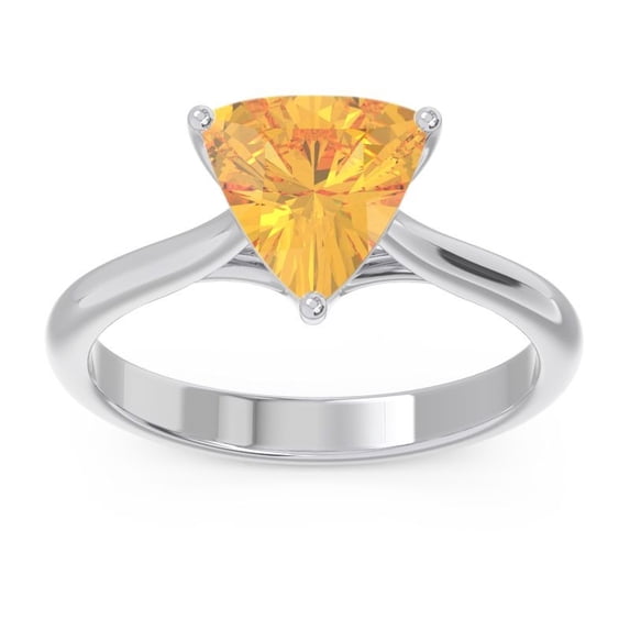 2.00 Carat Trillion Cut Simulated Citrine Gemstone Wonderful Anniversary Ring for her Solid 18K White Gold Size 5.5 by Diamond Capitals