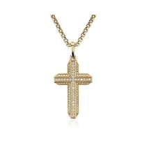 2.00 Carat Unique Excellent Cut Natural Diamond Cross Pendant Necklace for Ladies Solid 14K Yellow Gold With 18 inches chain