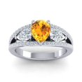 thumbnail image 1 of 2.00 Carat Wonderful Round Shape Citrine Gemstone & Natural Diamond Ring for Wedding 14K White Gold Size 9.5 by Diamond Capitals, 1 of 8
