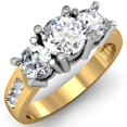 thumbnail image 1 of 2.00 Carat (ctw) 10K Yellow Gold Round Diamond Ladies 3 Stone Engagement Bridal Ring 2 CT, 1 of 1