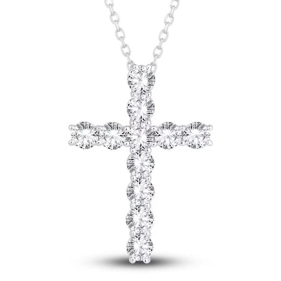 2.00 Ct Beautiful Multi-Natural Round Diamond Charm Cross Pendant Necklace for Women in 14K White Gold With 18 inches chain