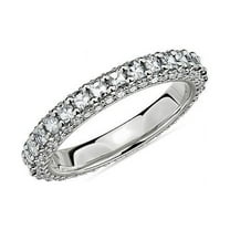 2.00 Ct Brilliant Asscher Cut Natural Diamond Unique Engagement Eternity Band for her Solid 14K White Gold Size 7