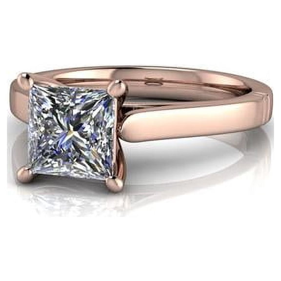 2.00 Ct Brilliant Princess Cut Natural Moissanite Diamond Engagement Rings for Ladies Fine 14K Rose Gold
