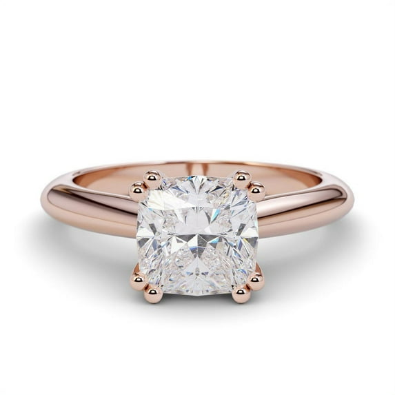 2.00 Ct Cushion Beautiful Diamond Wedding Rings for Women Solid 14K Rose Gold