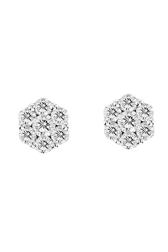 2.00 Ct. Diamond Cluster Earrings In 14K Gold