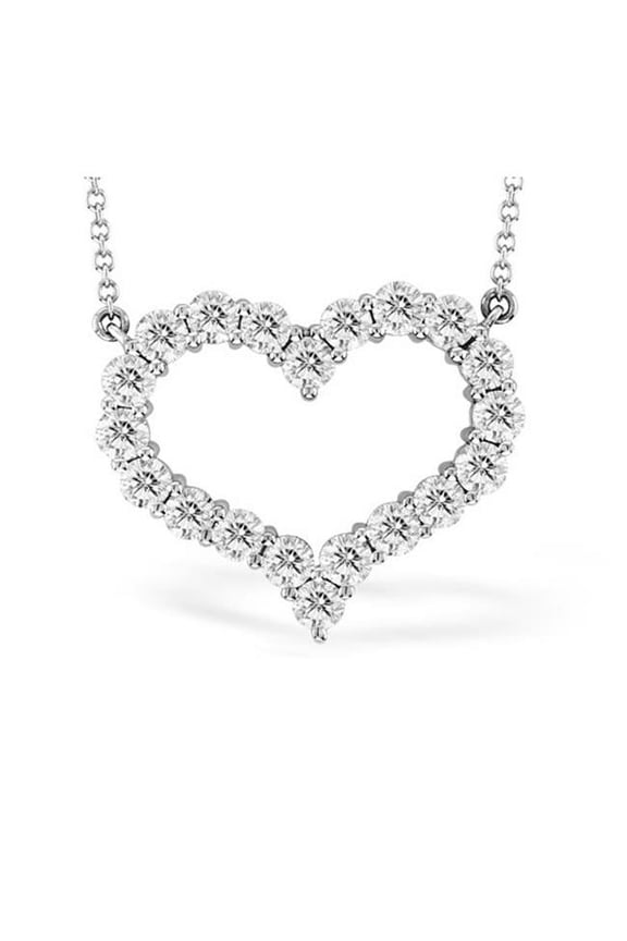 2.00 Ct. Diamond Heart Shape Pendant Shared Prong Setting 14K Gold With 16 in. Chain