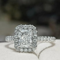 2.00 Ct Emerald Cut Lab Created Diamond Engagement Ring 14K White Gold Plated Sterling Silver