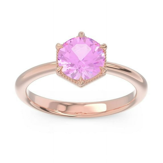 2.00 Ct Latest Round Shape Pink Sapphire Gemstone Solitaire Ring for Birthday Gift Solid 14K Rose Gold Size 6.5 by Diamond-Capitals