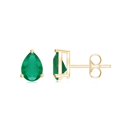 thumbnail image 1 of 2.00 Ct Pear Cut Lab-Created Green Emerald Solitaire Women's Stud Earrings 14K Yellow Gold Finish, 1 of 1