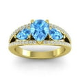 thumbnail image 1 of 2.00 Ct Pear Shape Blue Topaz Gemstone & Natural Diamond Stunning Engagement Ring for Women Solid 14K Yellow Gold Size 3.5 by Diamond Capitals, 1 of 8
