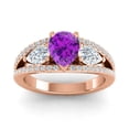 thumbnail image 1 of 2.00 Ct Round Cut Amethyst Gemstone & Natural Diamond Wonderful Wedding Ring for Women Solid 14K Rose Gold Size 3.5 by Diamond Capitals, 1 of 8