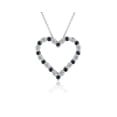 thumbnail image 1 of 2.00 Ct Round Cut Blue Sapphire Gemstone Natural Diamond Stunning Heart Shaped Necklace for Women Solid 18K White Gold With 18 inches Chain, 1 of 7