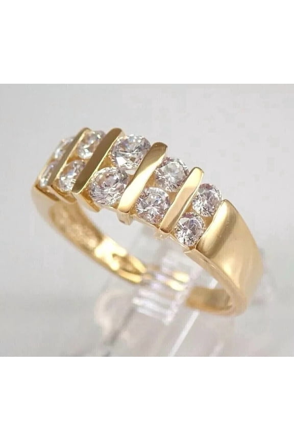 2.00 Ct Round Cut Lab Created Diamond Wedding Band Ring 14K Yellow Gold Plated