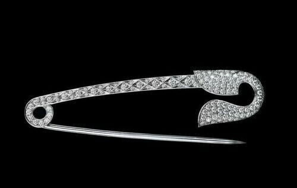 2.00 Ct Round Cut Lab-Created Diamond Wedding Safety Pin Brooch 14k White Gold Finish 925 Sterling Silver