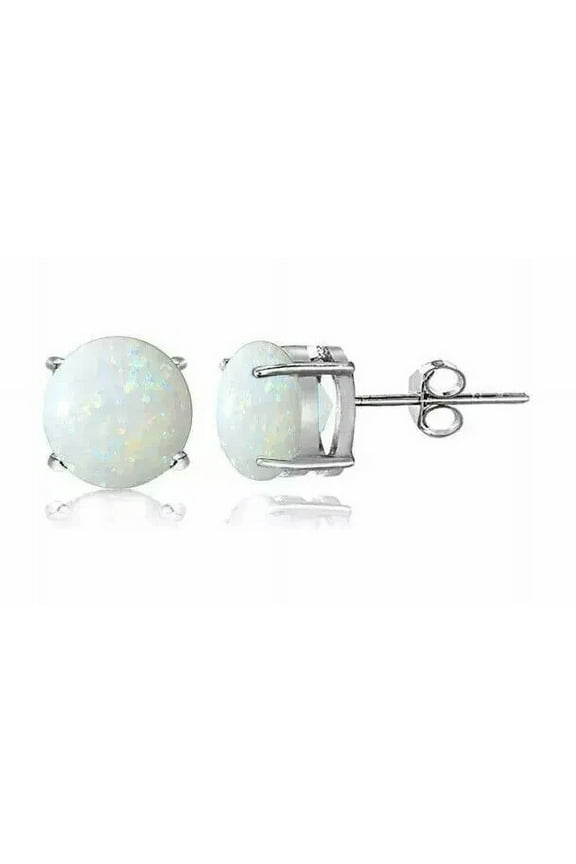 2.00 Ct Round Cut Lab-Created Fire Opal Push Back Stud Earrings 14K White Gold Plated