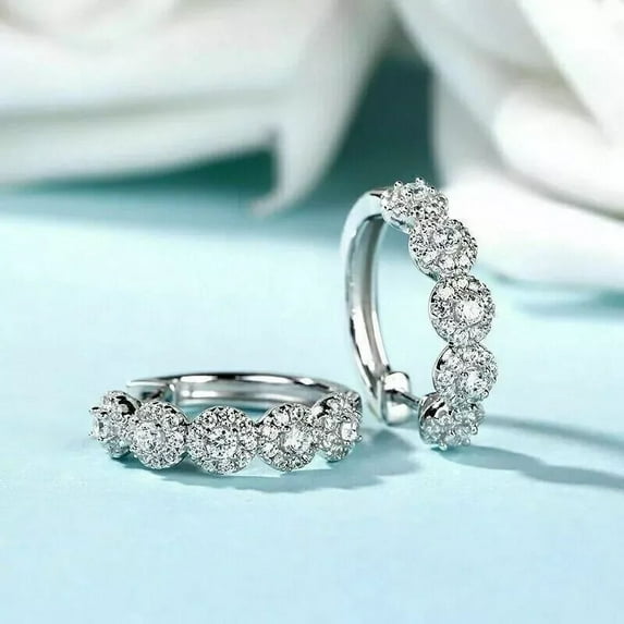 2.00 Ct Round Cut Moissanite Huggie Hoop Earrings For Women's 14K White Gold Plated