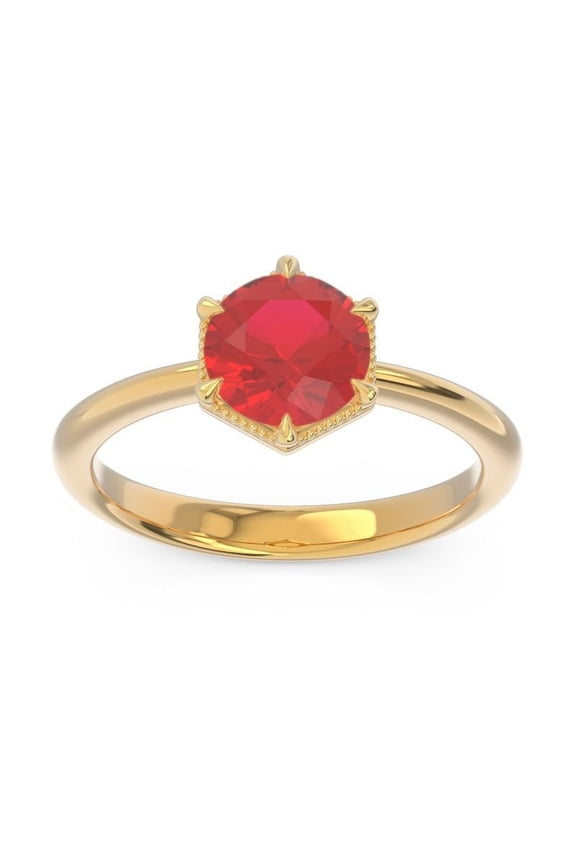 2.00 Ct Round Cut Red Ruby Gemstone Unique Proposal Ring for Women Solid 14K Yellow Gold Size 10 by Diamond Capitals