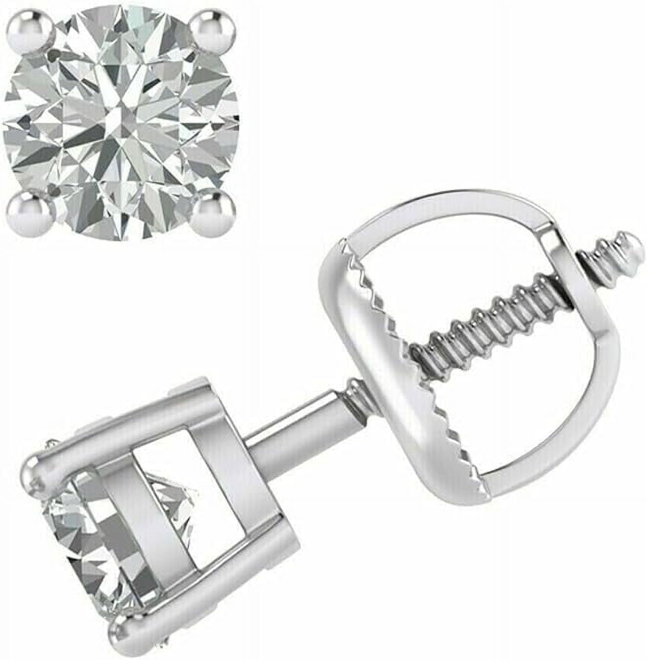 SAJEWELS 2.00 Ct Round Cut VVS1 Diamond Solitaire Women's Screw Back Stud Earrings 14K White 925 Silver Gift For Women's