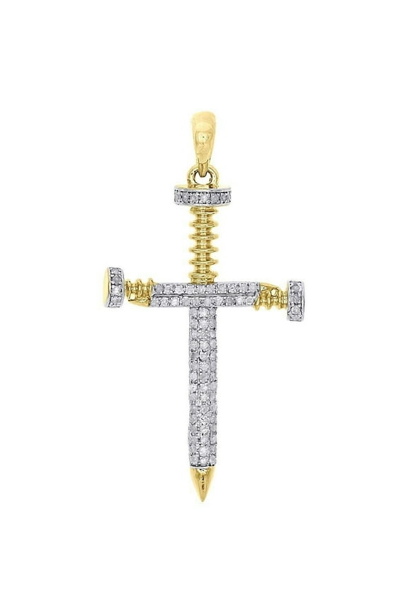 2.00 Ct Round Cut White Diamond Cross Pendant 14K Yellow Gold Over