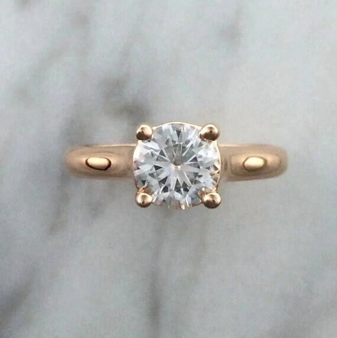 2.00 Ct Round Cut White Simulated Diamond Women Engagement Ring 14K ...