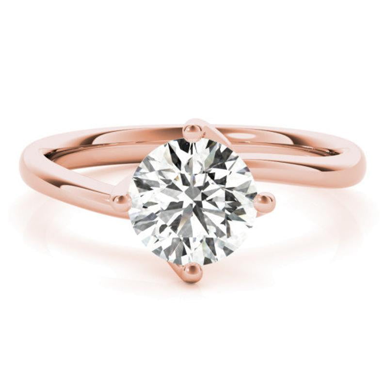 2.00 Ct Round Diamond Wedding Rings for Women Solid 14K Rose Gold