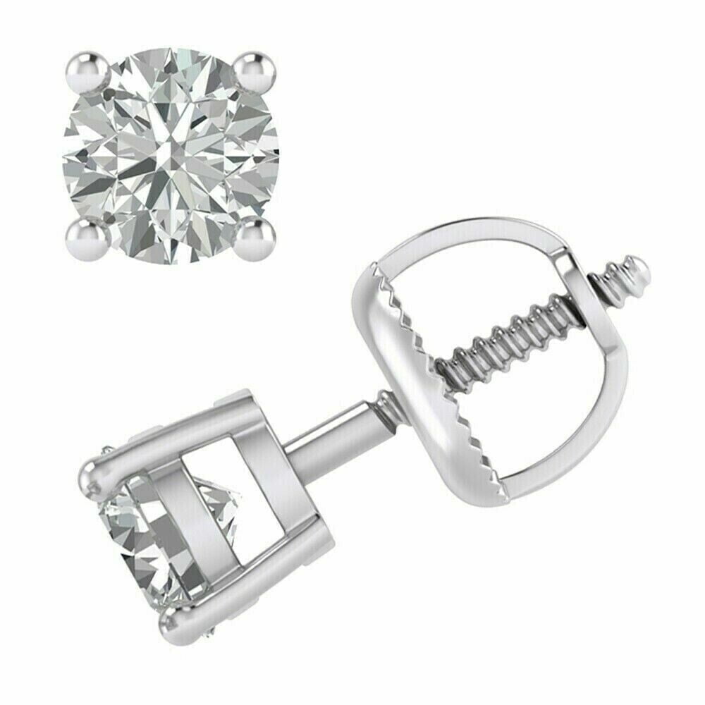 SHREE JEWELS 2.00 Ct Round Lab-Created Diamond Solitaire Stud Earrings 14K White Gold Finish