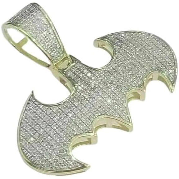 2.00 Ct Round Shape Cubic Zirconia Men's Batman Charm Pendant 925 Sterling Silver For HALLOWEEN