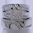thumbnail image 1 of 2.00 Ct Round White Diamond His Her Wedding Trio Set Ring 925 Sterling Silver -8, 1 of 3