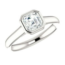 2.00 Ct Solitaire Asscher Diamond Wedding Rings For Women Solid 14K White Gold