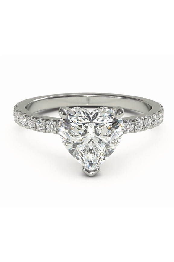 2.00 Ct Solitaire Heart Shaped Diamond Wedding Rings For Women Solid 14K White Gold
