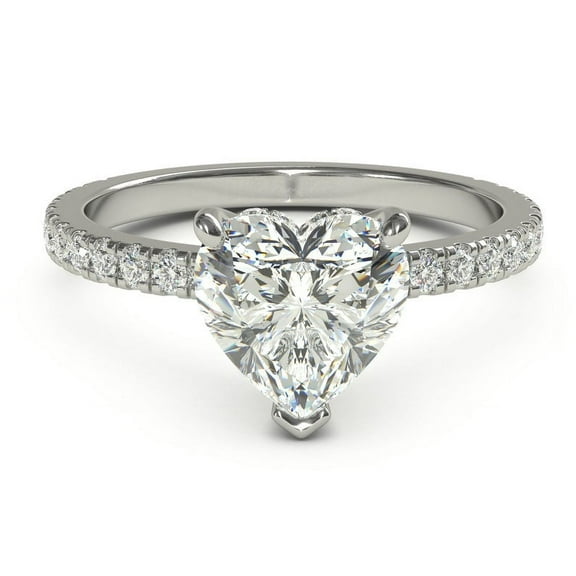 2.00 Ct Solitaire Heart Shaped Diamond Wedding Rings For Women Solid 14K White Gold