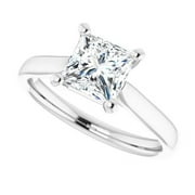 DIAMOND-CAPITALS 2.00 Ct Solitaire Princess Shaped Diamond Wedding Rings For Women Solid 14K White Gold