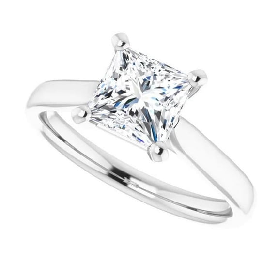 2.00 Ct Solitaire Princess Shaped Diamond Wedding Rings for Women Solid 14K White Gold