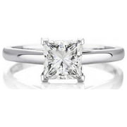 DIAMOND-CAPITALS 2.00 Ct Solitaire Round Diamond Wedding Rings For Women Solid 14K White Gold