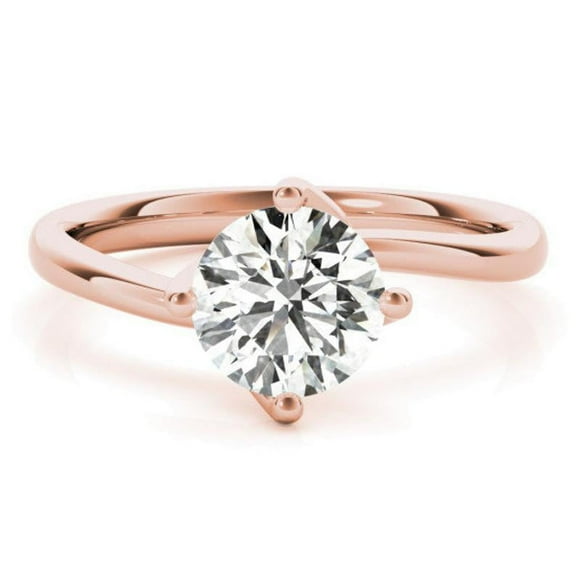 2.00 Ct Solitaire Round Natural Moissanite Diamond Engagement Rings For Women Fine 14K Rose Gold