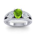 thumbnail image 1 of 2.00 Ct Sparkle Round Cut Peridot Gemstone & Natural Diamond Bridal Ring for Women Solid 14K White Gold Size 3.5 by Diamond Capitals, 1 of 8