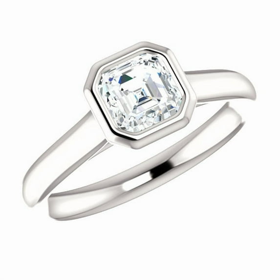 2.00 Ct Stunning Asscher Shaped Diamond Engagement Rings for Women Solid 18K White Gold