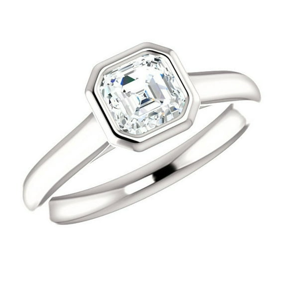 2.00 Ct Stunning Asscher Shaped Diamond Engagement Rings for Women Solid 18K White Gold