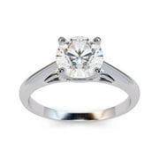 DIAMOND-CAPITALS 2.00 Ct Stunning Round Cut Diamond Engagement Rings For Women Solid 14K White Gold