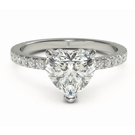 2.00 Ct Stunning Solitaire Heart Shaped Diamond Bridal Rings Solid 18K White Gold