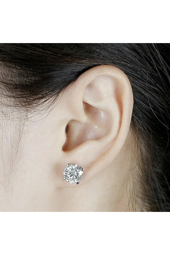 2.00 Ct Tw Round Cut FL/D Diamond Solitaire Stud Earrings 10mm