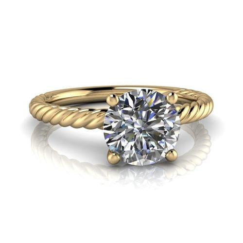 2.00 Ct Wonderful Round Natural Moissanite Diamond Engagement Rings for her Fine 14K Yellow Gold