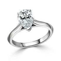 2.00 Cts Certified Pear Shape Moissanite Diamond Engagement Ring, 18K White Gold Plated Ring /925 Sterling Silver Ring